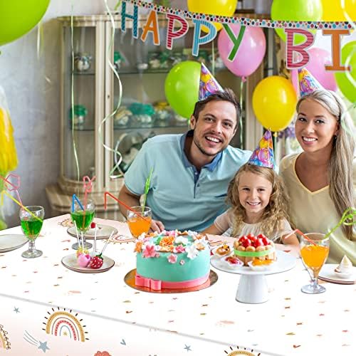 Tiamon 3 Pcs Boho Rainbow Tablecloths for Summer Parties