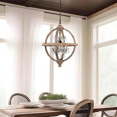 Cawabien 4-Light Rustic Wood Chandelier 20