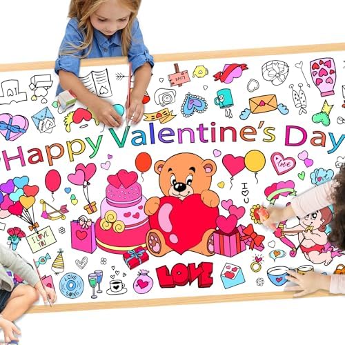 Valentines Day Coloring Poster 30x72 Inches