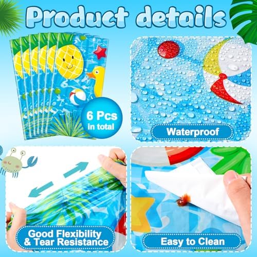 Thyle 6 Pcs Pool Party Tablecloth for Summer Beach
