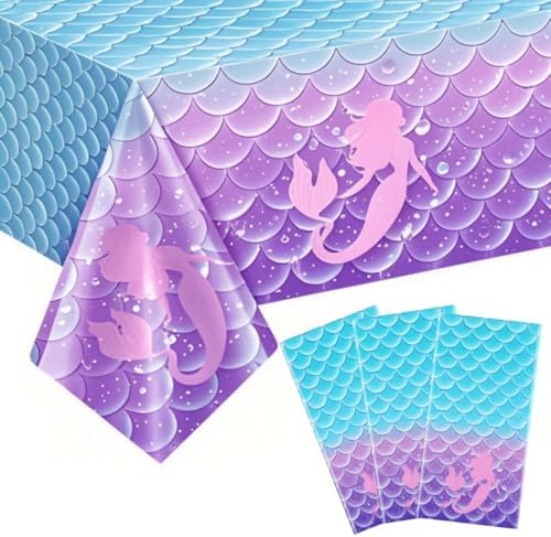 3Pcs Mermaid Birthday Tablecloths 54x108 Inch
