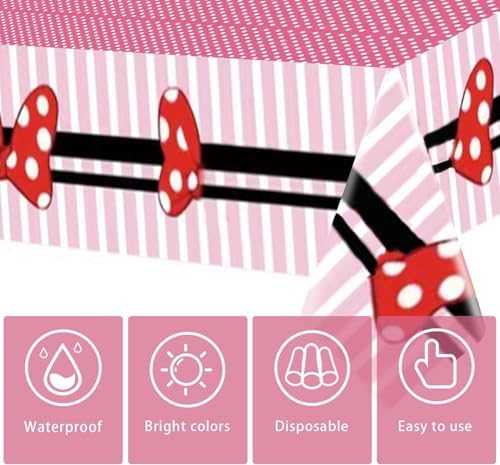 3pc Pink Mouse Tablecloth for Birthday Party Decorations