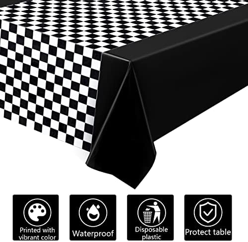 Tallew 6 Pcs Checkered Car Party Supplies Tablecloth Set
