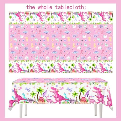 4pcs Dinosaur Party Tablecloths for Girls Birthday Decorations