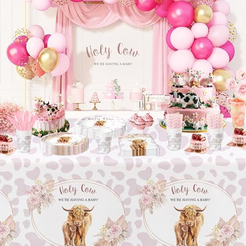 Highland Cow Baby Shower Decorations Tablecloth 3 Pack
