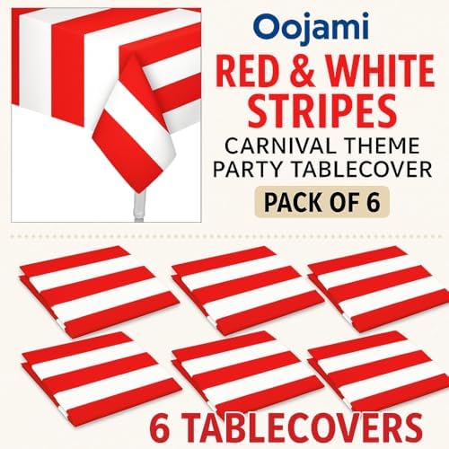 Oojami Red White Striped Tablecloths 6 Pack