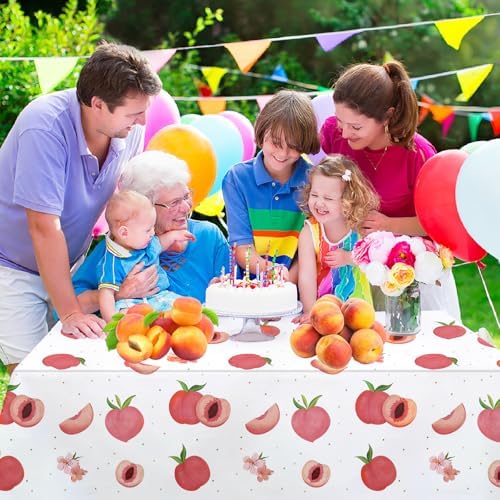 PHOGARY 3 Piece Peach Tablecloth Set for Birthday and Picnic Parties