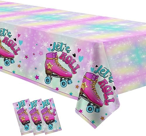 Roller Skating Party Tablecloth Set of 3
