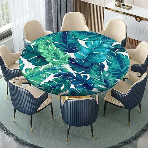 Floral Round Tablecloth with Elastic Edge for 24-28 Inch Tables