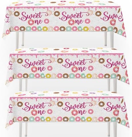 3pcs Donut Party Tablecloth 1st Birthday Decor