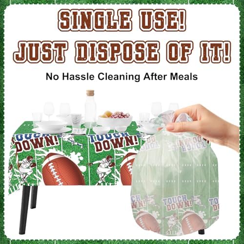 3 Pack Football Plastic Table Cloth 54x108 Inch