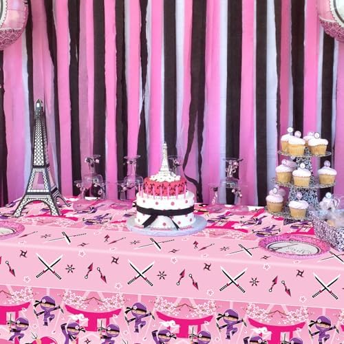 4 Pack Ninja Girl Party Tablecloth - 51 x 86 Inches