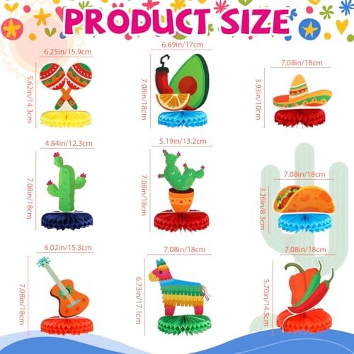 Preboun 15Pcs Mexican Fiesta Decorations Set