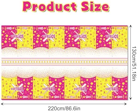 Softball Themed Tablecloths 54x87 Inch for Game Day Parties