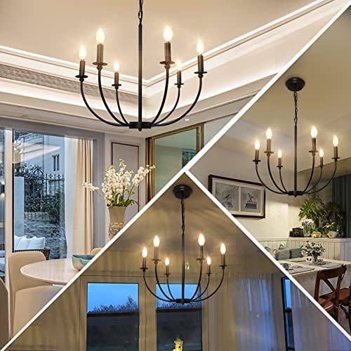 Depuley 6-Light Black Farmhouse Chandelier with E12 Sockets