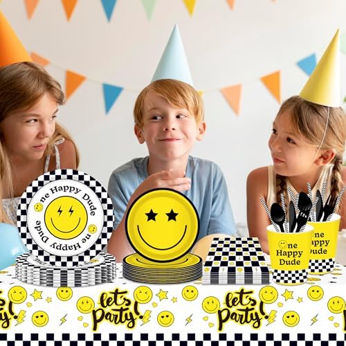 2 Pcs One Happy Dude Tablecloths Birthday Party Decor