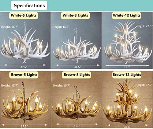 Resin Antler Chandelier Two Tier Farmhouse Pendant Light in White
