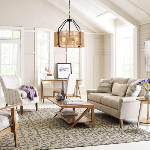 4-Light Rattan Chandelier with Wicker Shade