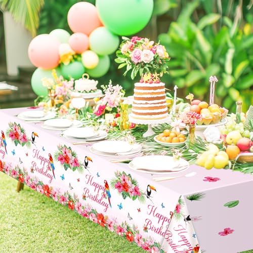 Avezano 3 Pcs Hawaiian Birthday Tablecloths