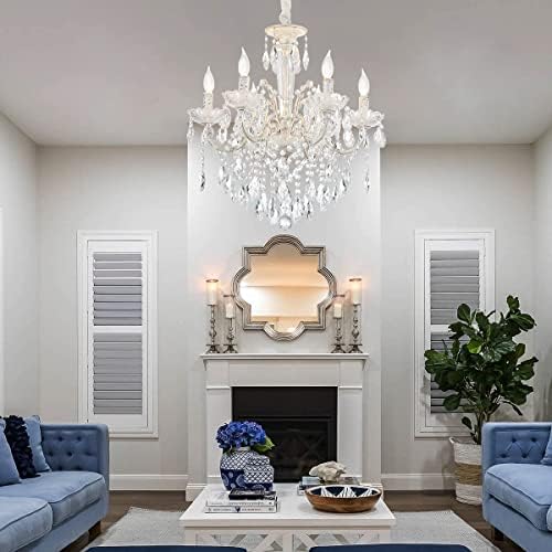 YLONG-ZS 6 Light Crystal Chandelier White Finish