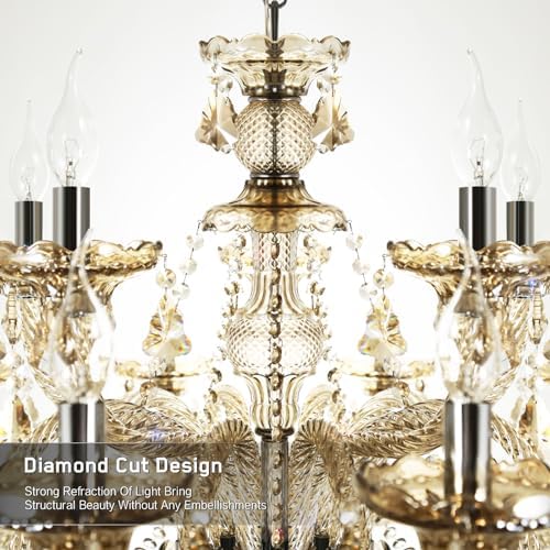 Ridgeyard 15 Light Crystal Chandelier Cognac