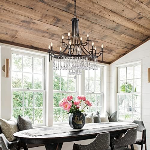 WUZUPS 12-Light Candle Chandelier Black