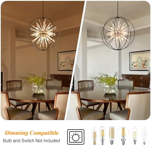 315 Inch Black Gold 16 Light Sputnik Chandelier