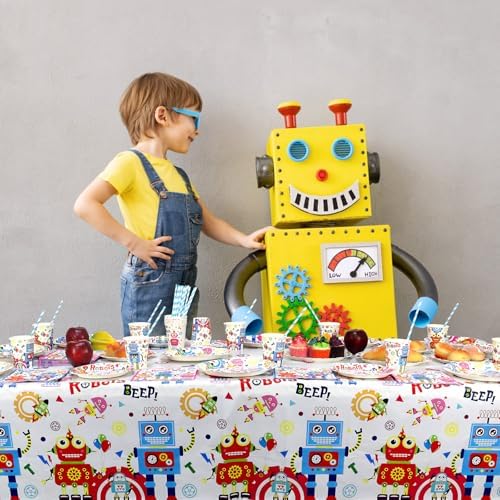 Robot Birthday Party Tablecloth Set 3 Pieces