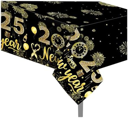Lide Road Black Gold New Year Tablecloth 2Pcs 54x87In