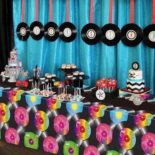 4 Pack 1950s Record Themed Tablecloths