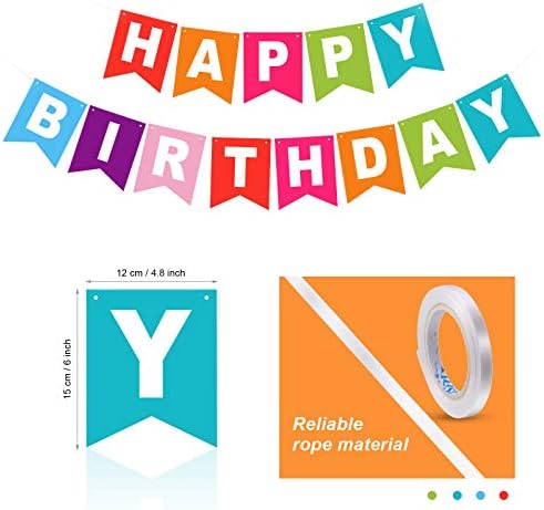 Tatuo 2 Pcs Rainbow Polka Dot Tablecloth with Birthday Banner