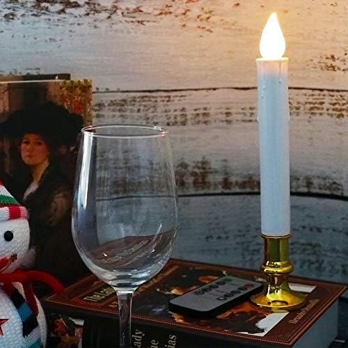 Wondise White Flameless Taper Candles with Remote and Timer Set of 8