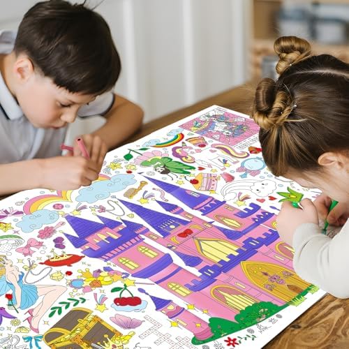 Drunze Princess Party Activity Giant Coloring Poster