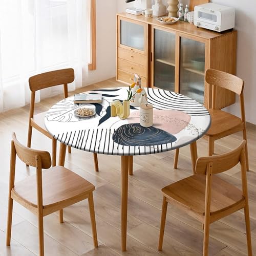 Outdoor Fitted Round Tablecloth with Elastic Edge