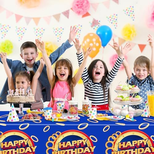 3 Pcs Blue Hedgehog Tablecloth Set - Waterproof Kids Party Decor