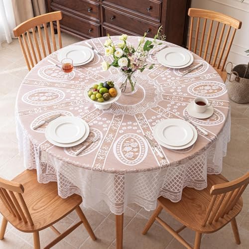 Kids Table Cloths 71x71 Inch Round White Lace