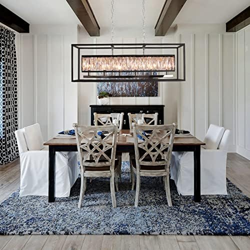 Vezzio 6-Light Black Rectangle Chandelier for Dining Room and Kitchen Island