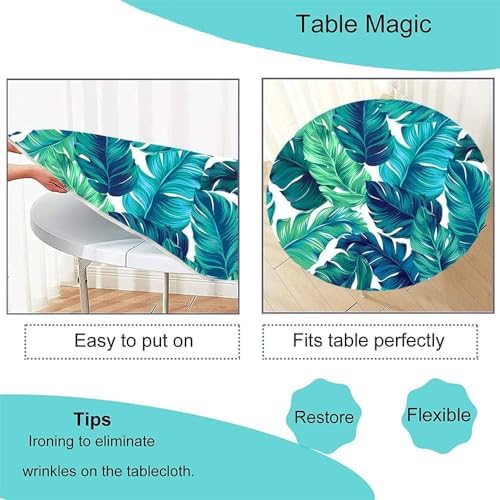Floral Round Tablecloth with Elastic Edge for 24-28 Inch Tables