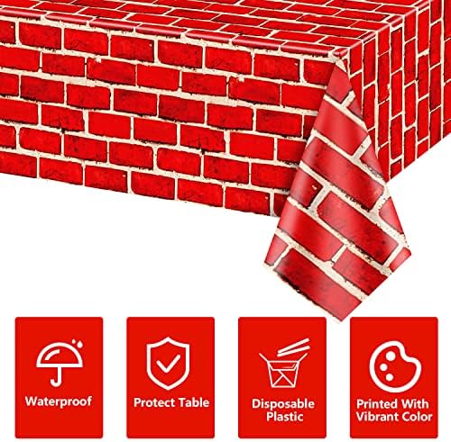 8 Pcs Red Brick Tablecloths 51x108in Brick Wall Backdrop Decorations