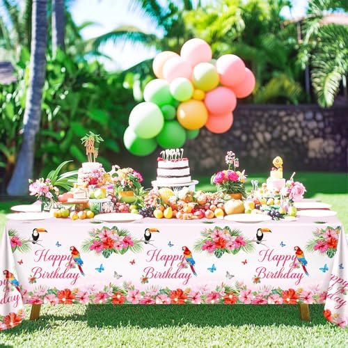 Avezano 3 Pcs Hawaiian Birthday Tablecloths