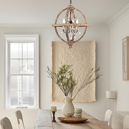 Cawabien 4-Light Rustic Wood Chandelier 20