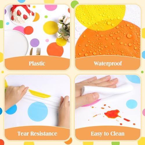 Oudain 108 x 54 Inch Polka Dot Plastic Tablecloth