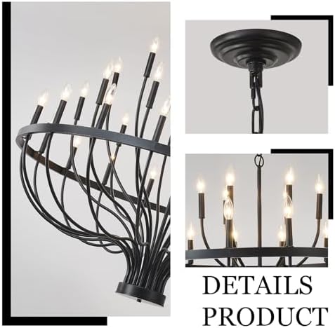 HHR 48-Inch Farmhouse Chandelier with 33 Lights