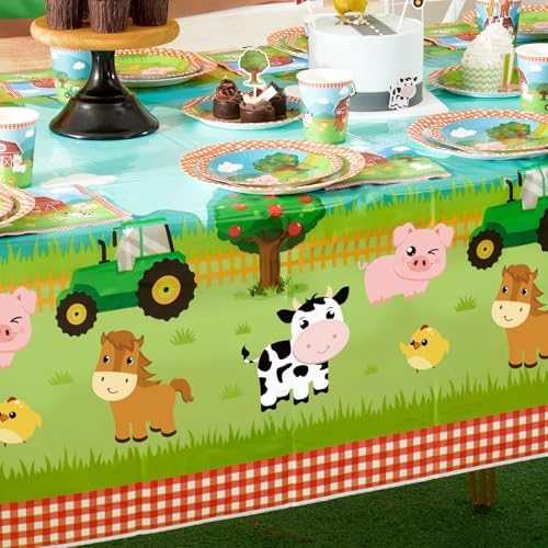 WERNNSAI 2 PCS Farm Table Cloth for Kids Party