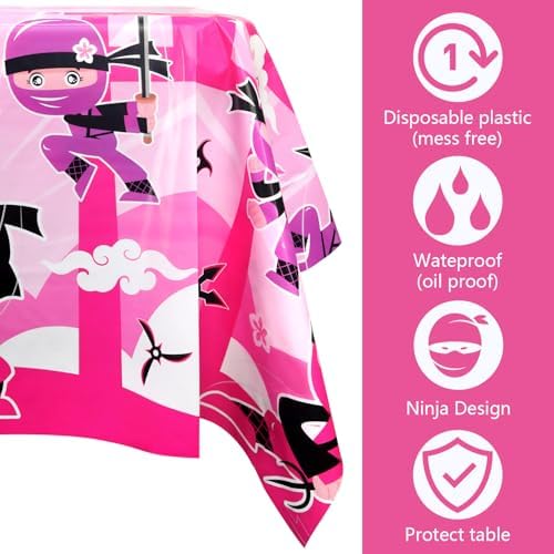 4 Pack Ninja Girl Party Tablecloth - 51 x 86 Inches