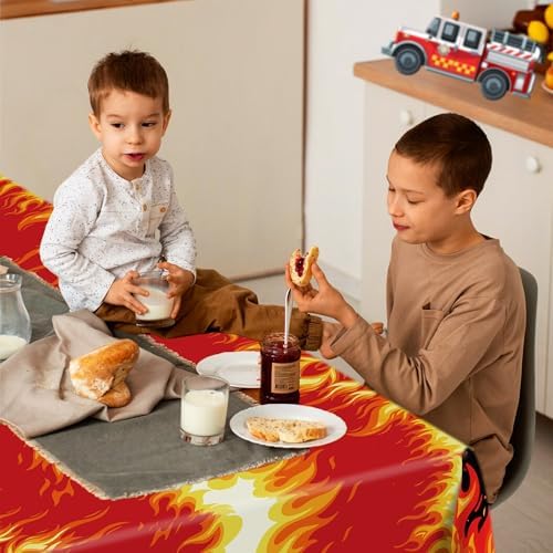2-Pack Flame Tablecloths - 512x866 Fire-Themed Plastic Covers for Parties