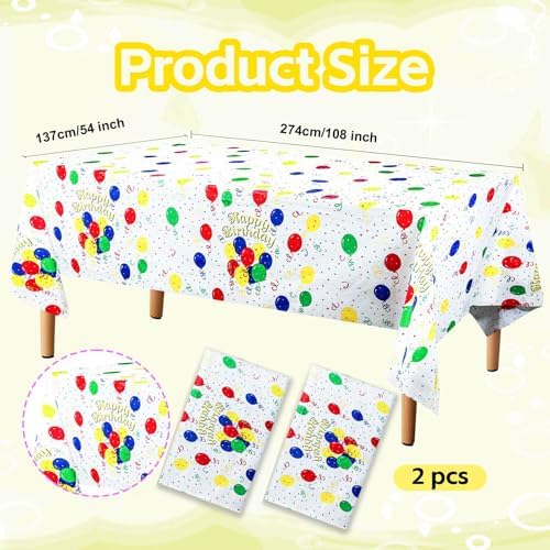 VHUWE 2 Pcs Birthday Tablecloth 54x108 Inch