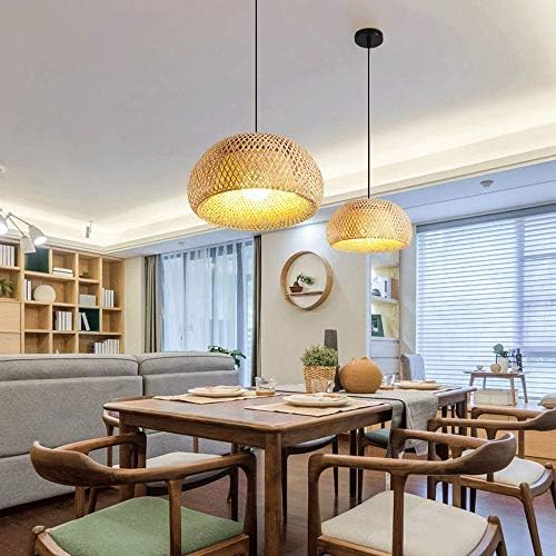 Semicircular Bamboo Woven Hanging Chandelier Modern Design