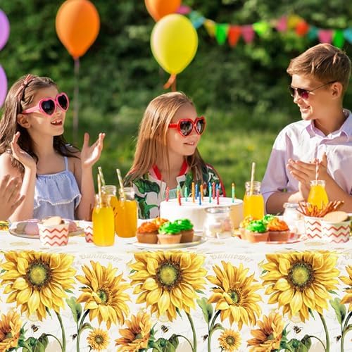 2 Pcs Sunflower Theme Tablecloth for Baby Shower and Birthday Party