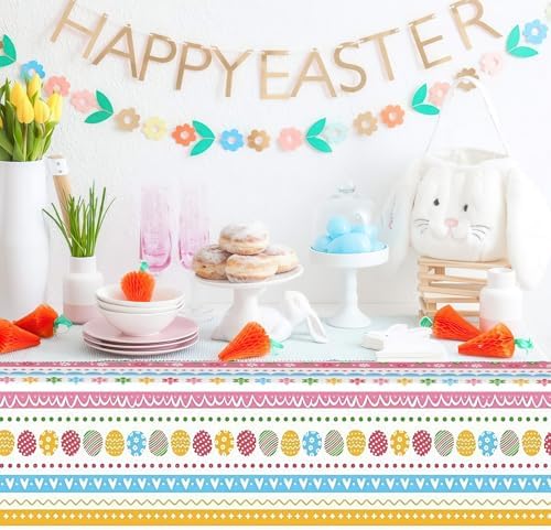 2 Pack Plastic Easter Tablecloth Decorations 54x108 Inch